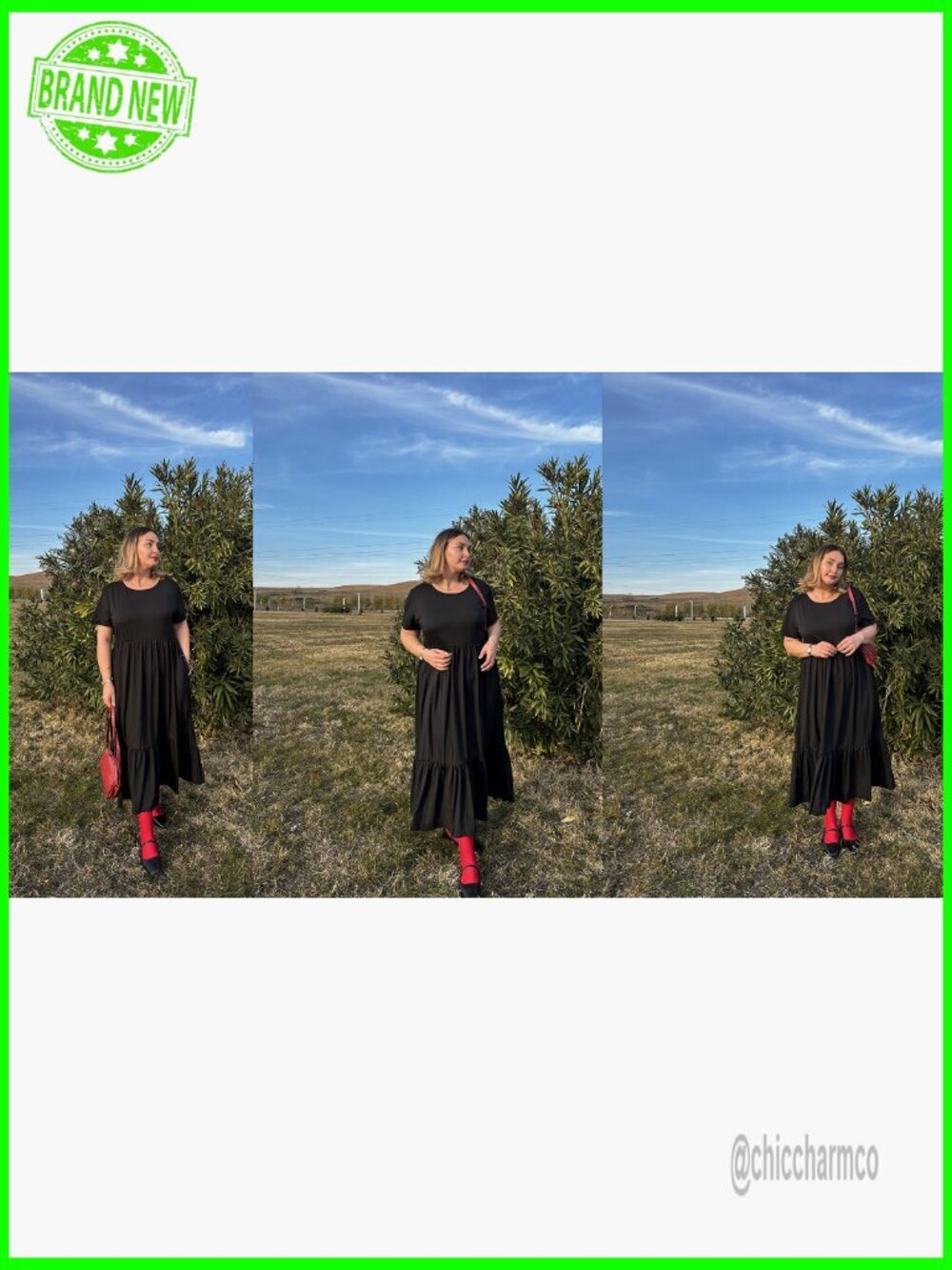 Plus Size Short Sleeve Maxi Dress with Pockets Tiered Flowy - Picture 5 of 7